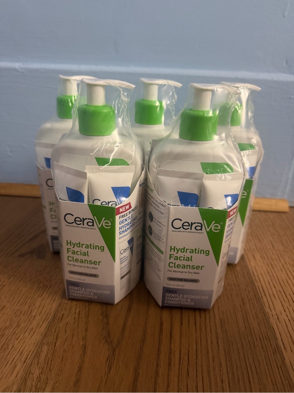 CeraVe Hydrating Facial Cleanser 12oz  - Green/White Pump Bottle- Set of 5